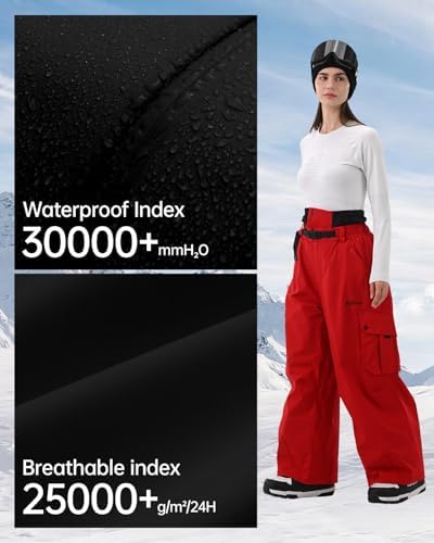 Mens Womens Snowbaord Pants 3L Baggy Snow Ski Pants