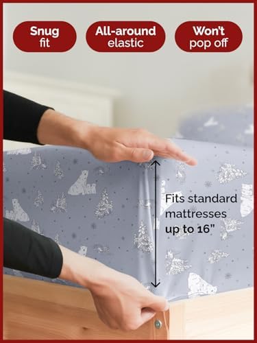Christmas Sheet Set, Polar Bears, Holiday Xmas Bedding Set - Split King