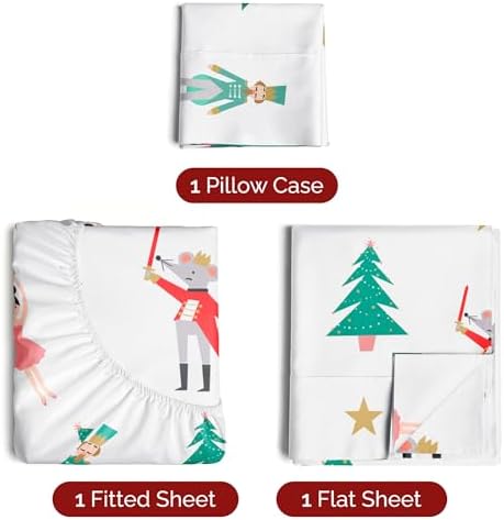 Christmas Sheet Set, Nutcracker Ballet, Holiday Xmas Bedding Set - Twin XL