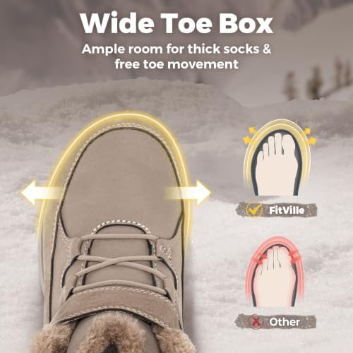 FitVille Womens Wide Snow Boots Fur Lined Boots for Women Winter Warm Boots Wide Width Womens Outdoor Snow Booties