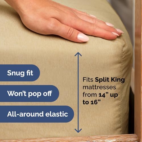 Flex Top Split Head King 4 Piece Sheet Set - Soft & Cooling - Heathered Tan