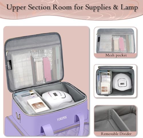 YOREPEK XL Nail Polish Organizer Holds 96 to 100+ Bottles, Lavender Purple