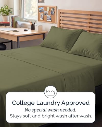 Full XL Sheets - 4 Piece Full XL Sheet Set - Cool & Breathable - Sage Green