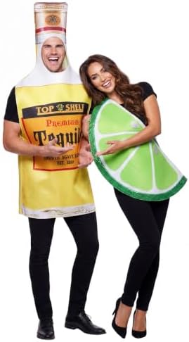 Adult Tequila Bottle and Lime Wedge Couples Costume Set | 2 Piece Food and Drink Outfits for Parties, Halloween