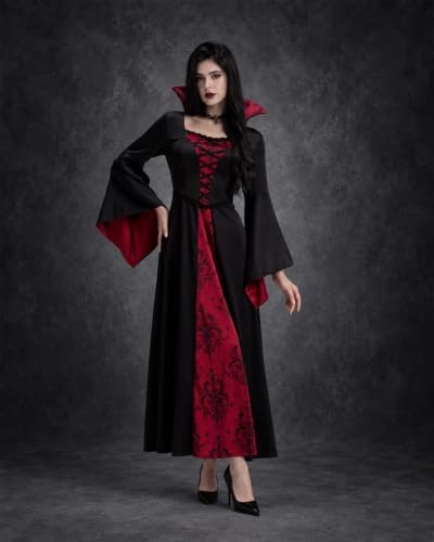 Vampire Costume for Women, Long Gothic Halloween Dress