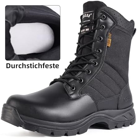 Men's Military Tactical Work Boots with Side Zipper, Puncture Resistant, Desert Combat, Army Jungle, 8 Inch Lightweight Hiking Boots