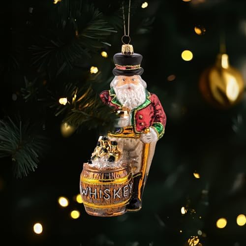 Miss Christmas 2026 Collection Santa Claus Blown Glass Christmas Tree Ornament (Santa Loves a Good Bourbon)