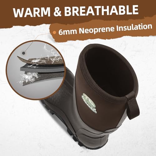 Men's Waterproof Rubber Mud Boots, 6mm Neoprene