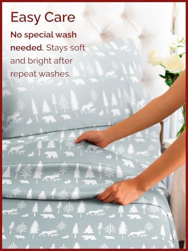 Christmas Sheet Set, Woodlands, Holiday Xmas Bedding Set - Split King Size