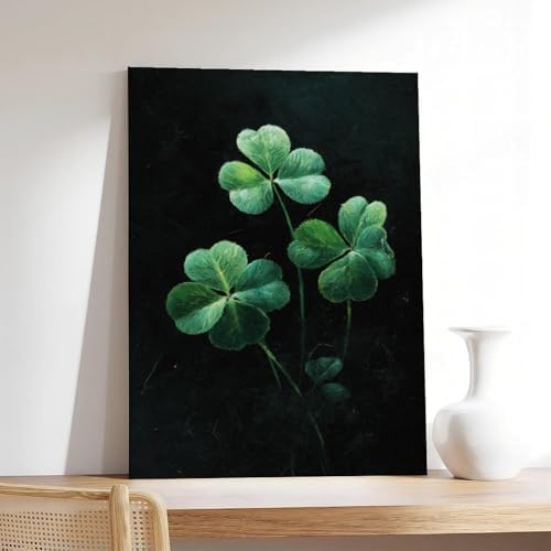 JDBeehpy St. Patrick's Day Clover Life Prosperous Green Festival Theme Painting (Unframed, Canvas Only) Canvas Wall Art Farm Scene Fashion Room Poster St. Patrick's 24x36inch(60x90cm)