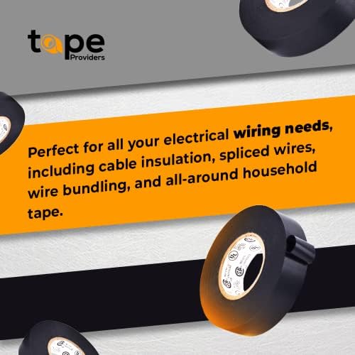 WOD ETC766MS Black Electrical Tape, 3 inch x 66 ft. UL/CSA/CE Listed Core, Rated up to 600V and 176F, 8 Mil Thick, PVC Vinyl Waterproof, Flame Retardant for Electric Wiring