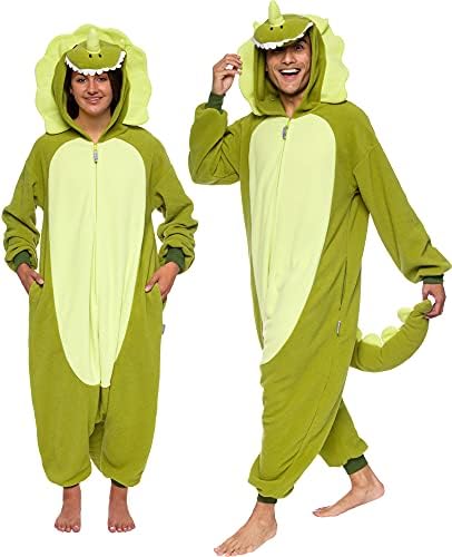 Funziez! Adult Onesie Halloween Costume Animal Dinosaur Shark Unisex Plush One Piece Cosplay Suit for Adults, Men and Women