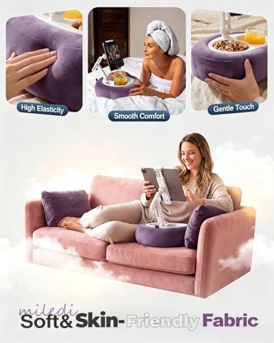 Miledi Tablet Pillow Stand for Bed with 360° Rotating Holder, Purple