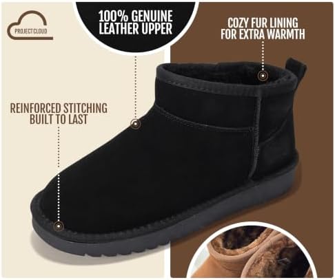 Project Cloud 100% Genuine Leather Womens Boots Ankle Boots for Women Shoes