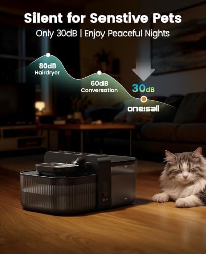 oneisall 3.5L Wireless Filterless Cat Water Fountain for Cat Pet,PW17