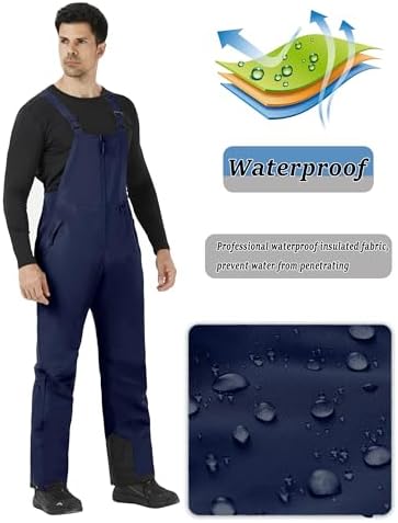 WULFUL Mens Insulated Snow Bibs Waterproof Winter Ski Pants Snowboarding Overalls