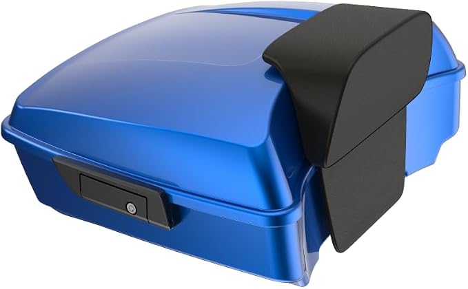 Advanblack Road Glide Tour Trunk Pack Blue Burst Chopped Tour Trunk Pack Backrest Pad for '97-'25 Harley Touring Road King Street Glide Electra Glide CVO models