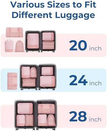 BAGSMART Hanging Compression Packing Cubes 6 Set Cruise Travel Essentials