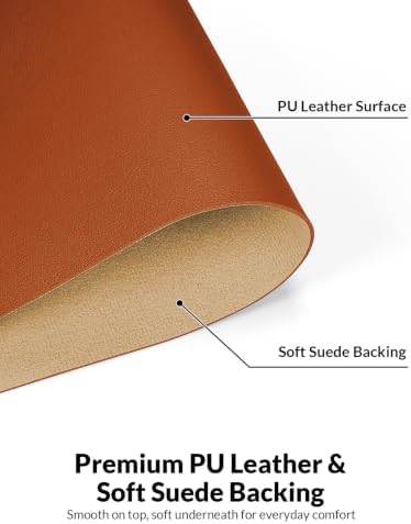 Leather Desk Pad Protector, 31.5" x 15.7", Brown Desk Mat