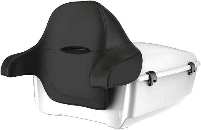Advanblack Road Glide Tour Trunk Pack White Hot Pearl King Tour Trunk Pack Luggage +Wrap-Around Backrest Pad for '97-'25 Harley Touring Road King Street Glide Electra Glide CVO Models