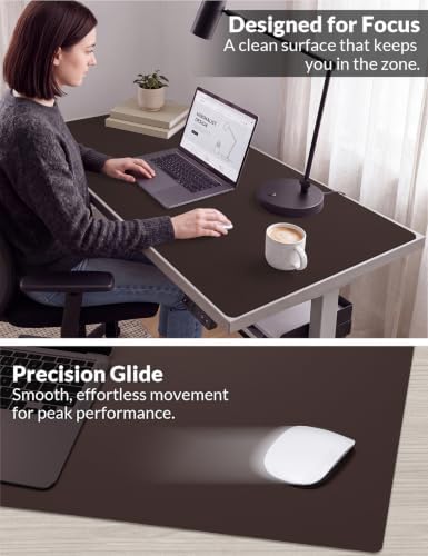 Leather Desk Mat 71" x 15.7", Rich Brown Large Desk Pad Protector