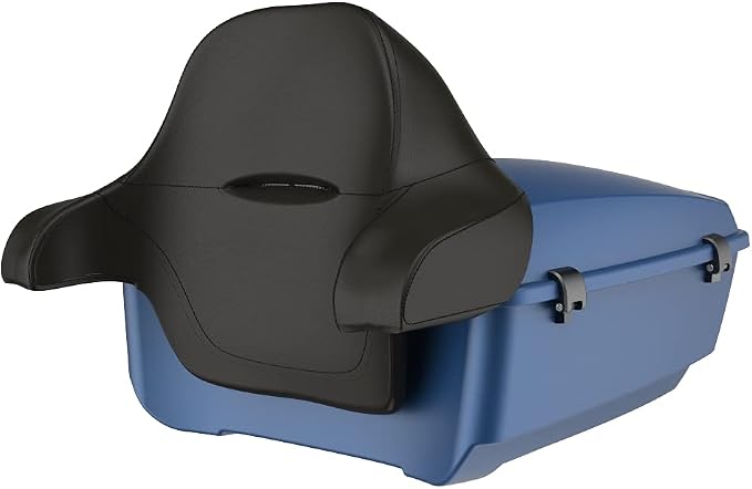 Advanblack Road Glide Tour Trunk Pack Legend Blue Denim King Tour Trunk Pack Luggage +Wrap-Around Backrest Pad for '97-'25 Harley Touring Road King Street Glide Electra Glide CVO models