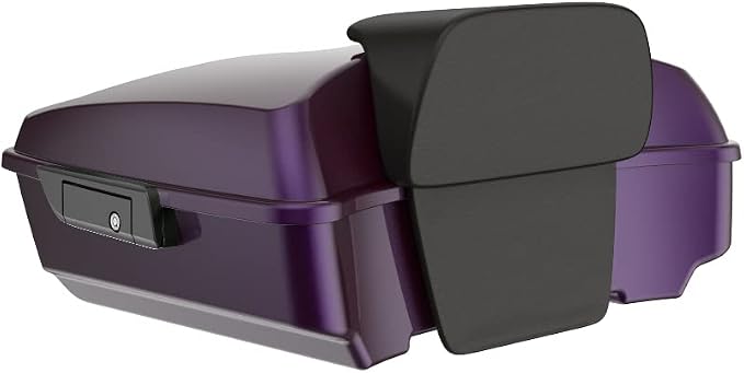 Advanblack Road Glide Tour Trunk Pack Hard Candy Mystic Purple Flake Chopped Tour Trunk Pack Backrest Pad for '97-'25 Harley Touring Road King Street Glide Electra Glide CVO models