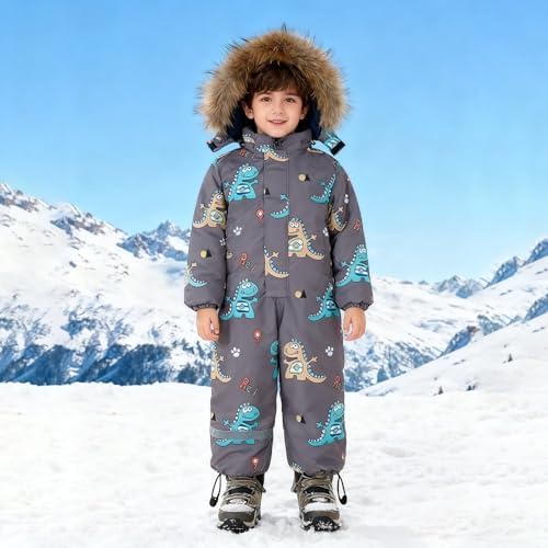 Toddler Boys Girls Cute Winter Snow Suit Waterproof One Piece Ski Jumpsuits