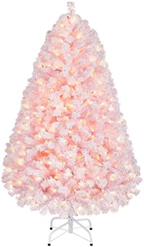 Yaheetech 4.5ft Pre-Lit Pink Artificial Christmas Tree with 100 Lights