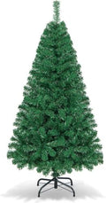 HAPPYGRILL 5FT Artificial Christmas Tree, Unlit Xmas Pine Tree, Metal Stand