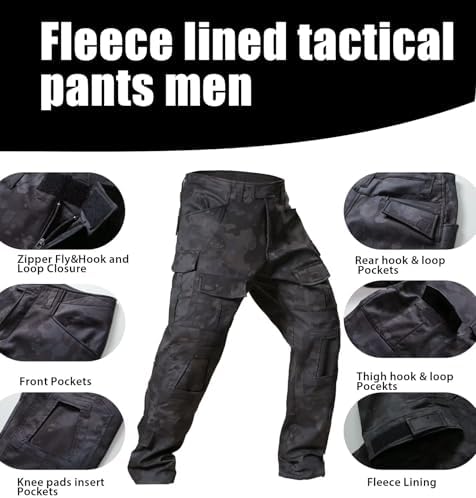 TRGPSG Men's Fleece Lined Hiking Pants Winter Tactical Pants