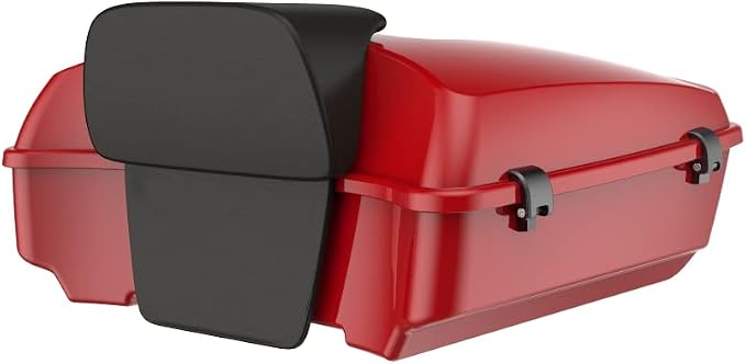 Advanblack Road Glide Tour Trunk Pack Redline Red Chopped Tour Trunk Pack Backrest Pad for '97-'25 Harley Touring Road King Street Glide Electra Glide CVO models