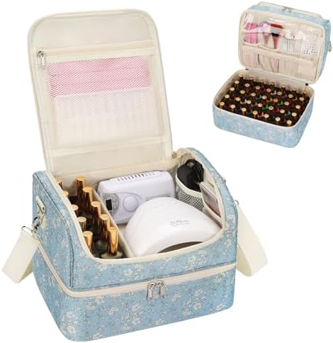CUBETASTIC Nail Polish Organizer, Nail Supplies Storage Case Holds 45 Bottles Nail Polish & Nail Lamp, Travel Nail Tech Carrying Bag, Nail Kit Bag For Nail Stuff & Manicure Tools