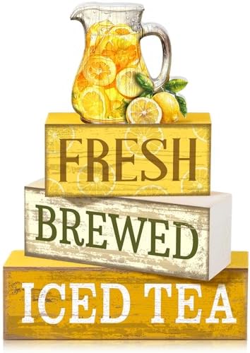 Moucuny 4 Pcs Summer Lemon Table Decorations Iced Tea Tiered Tray Decor