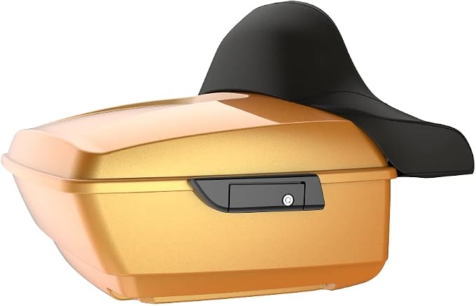 Advanblack Road Glide Tour Trunk Pack Hard Candy Gold Flake King Tour Trunk Pack Luggage +Wrap-Around Backrest Pad for '97-'25 Harley Touring Road King Street Glide Electra Glide CVO Models