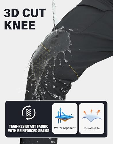 Pioneer Camp Men's Snow Ski Pants Waterproof Fleece Lined Outdoor Softshell Insulated Cargo Hiking Winter Pants Snowboard