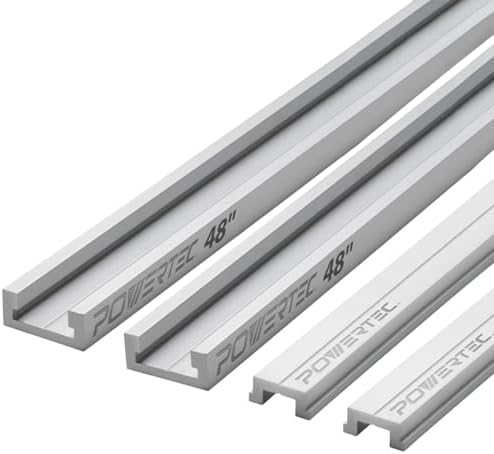 POWERTEC 48" Miter T Track w/T-Bar for Table Saw, Router Table, Band Saw, Works with 3/4” x 3/8” Miter T Slot, Miter Gauge, T Track Accessories for Woodworking and Sliding Jigs, 2 Set (71156-P2V)