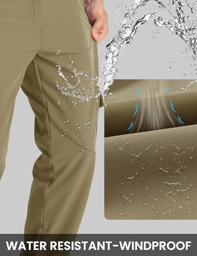 TBMPOY Men's Snow Ski Fleece Lined Hiking Pants Waterproof Winter Snowboard Warm Outdoor Insulated Pants Windproof