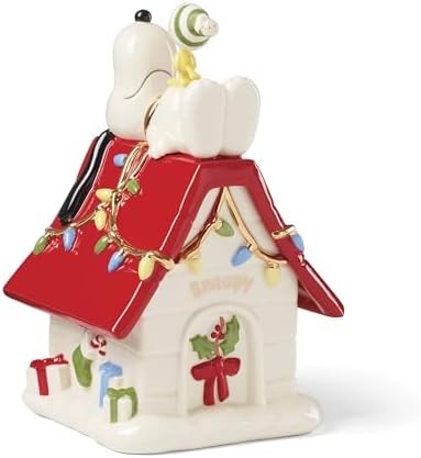 Lenox Peanuts Snoopy Christmas Candy Jar with Lid