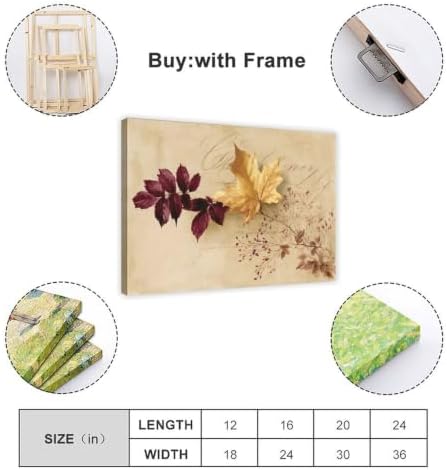 JDBeehpy Maple Leaves Berries Vintage Vintage Home Decor Framed 8x12inch