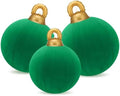 Jenaai 3 Pcs Green Giant Velvet Christmas Inflatable Ball Ornament