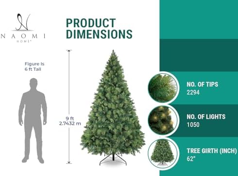 Naomi Home 9ft Artificial Prelit Pine Cone Christmas Tree