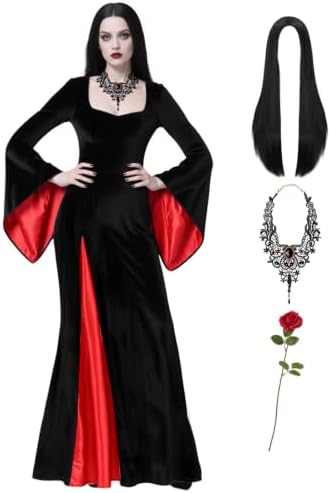 Adult Halloween Costume for Women Black Gothic Dress for Role Cosplay