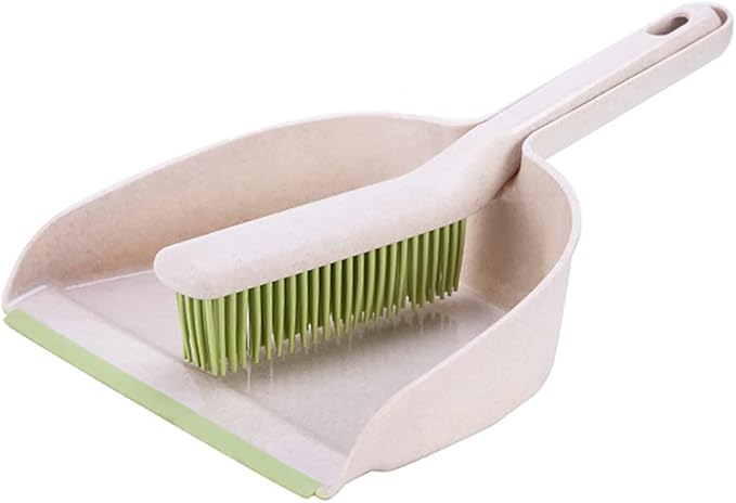 Brush and Dustpan Set, Small Portable Rubber Hand Broom with Mini Dustpan for Desk Cleaning