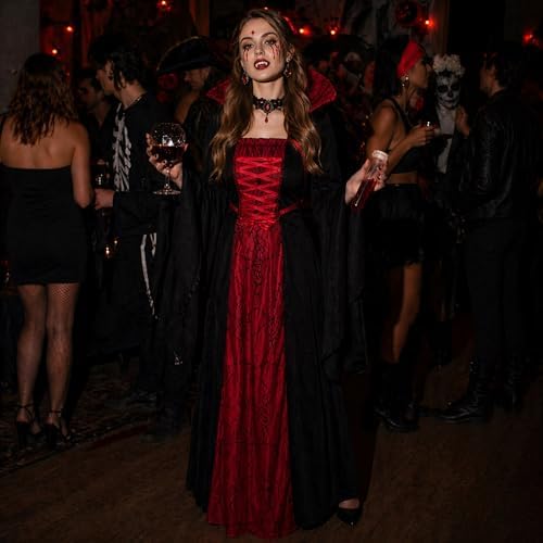 Vampire Costume for Women Gothic Vampire Witch Dress Halloween Adult
