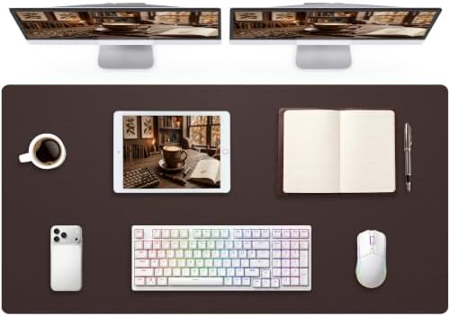 Leather Desk Mat 55" x 24", Rich Brown Large Desk Pad Protector