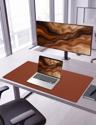 Leather Desk Pad Protector, 31.5" x 15.7", Brown Desk Mat