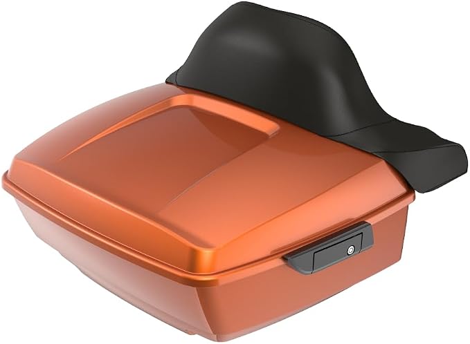Advanblack Motorcycle King Trunk Tour Trunk Pack Luggage +Wrap-Around Backrest Pad for '97-'24 Harley Touring/Softail