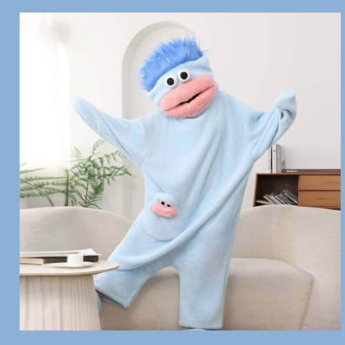 Unisex Funny Big Mouth Monster Plush Hooded Onesie Sleepwear