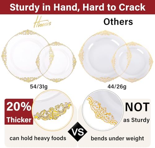 Hioasis 350 Pcs Clear Gold Plates for Party